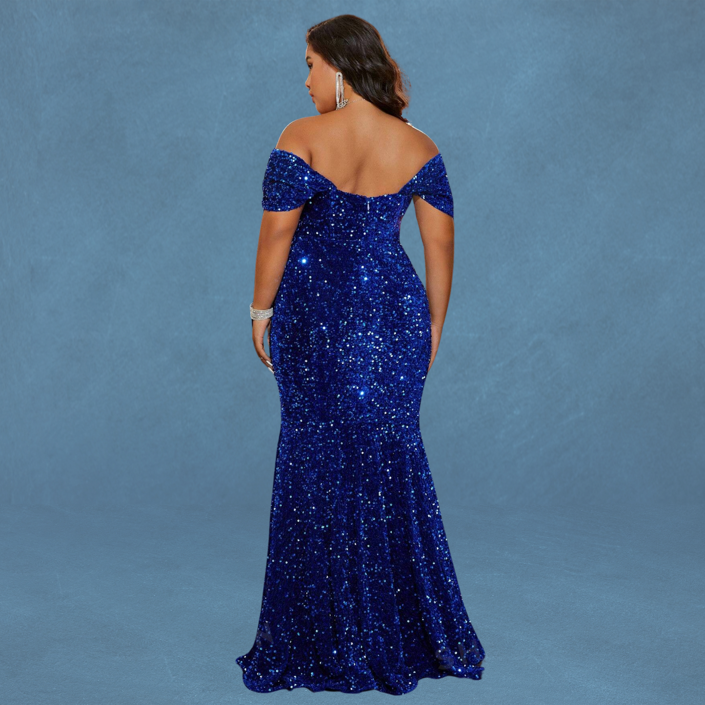 Stunning Plus Size Off-Shoulder Sequin Bodycon Dress Perfect for Prom, Wedding Guest, Bridesmaid