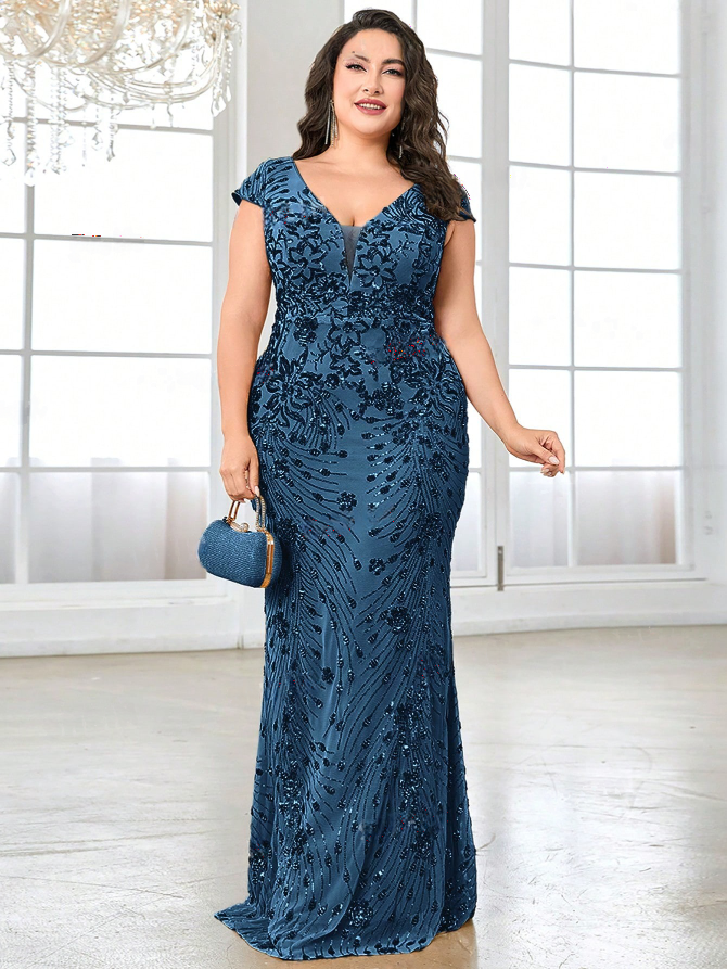 Luxurious Sequined Plus-Size Mermaid Dress for Gala and Formal Celebrations