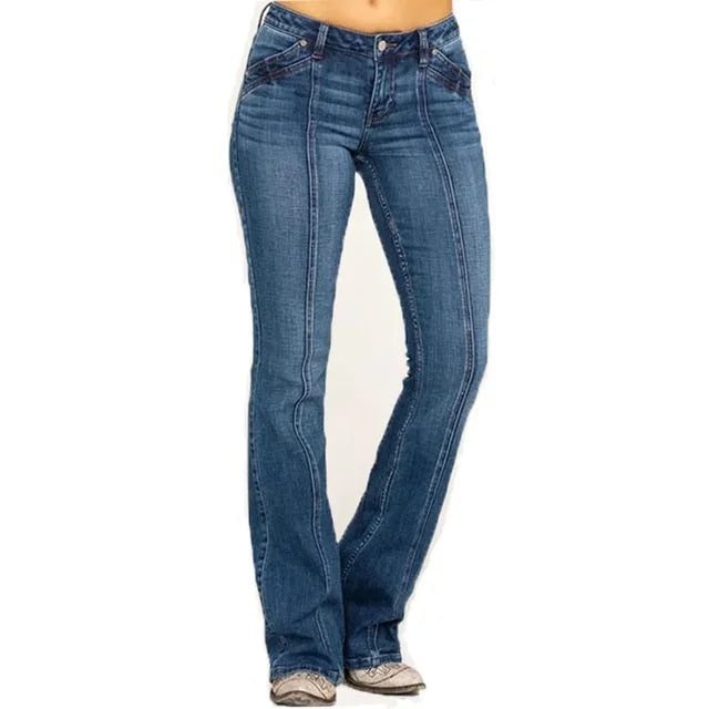 Trendy Slim Fit Bell-Bottom Jeans - Flared Denim Pants Trousers for Women