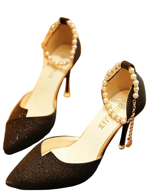 Cutout Waterproof Open-Toe Metallic High Heels - Free Shipping