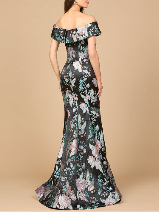 Fitted, Mermaid Brocade Gown - Free Shipping