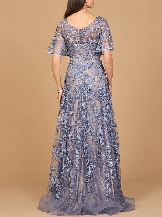 Elegant Cape Sleeve A-line Gown - Free Shipping