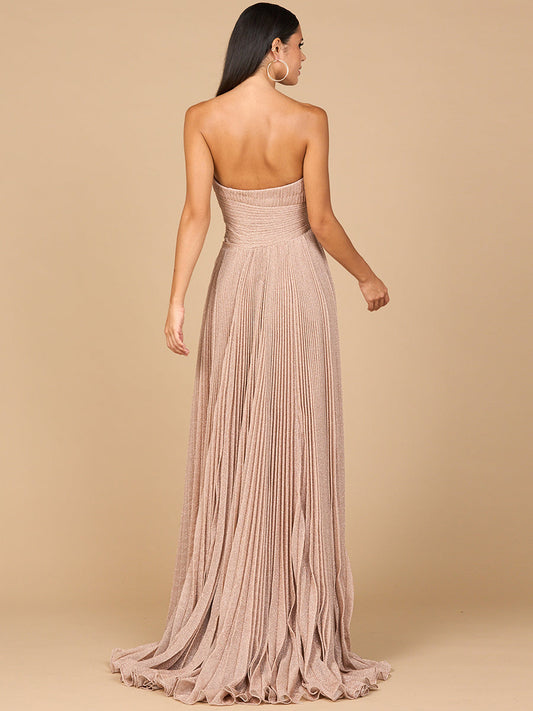 Flowing Pleated Strapless Dress - Free Shipping