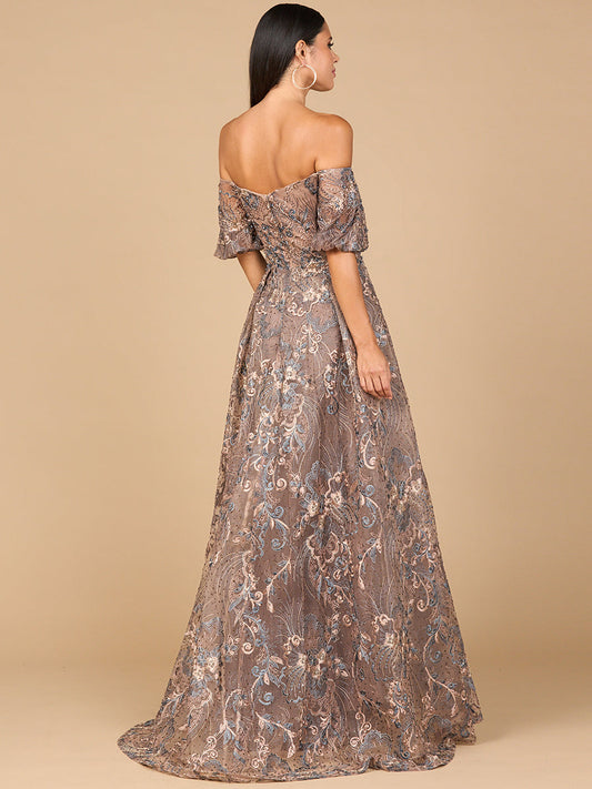 Off Shoulder Lace Ball Gown - Free Shipping