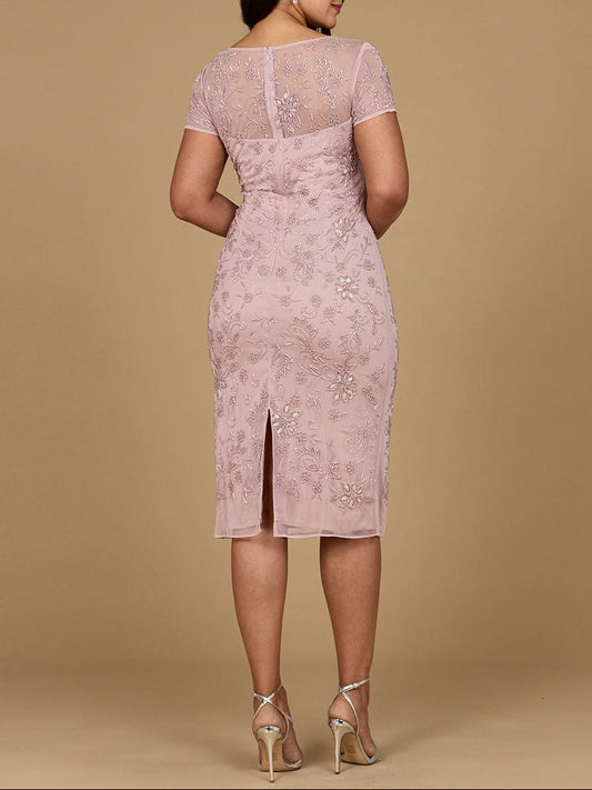 Beaded Midi Dress with Cap Sleeves - Free Shipping