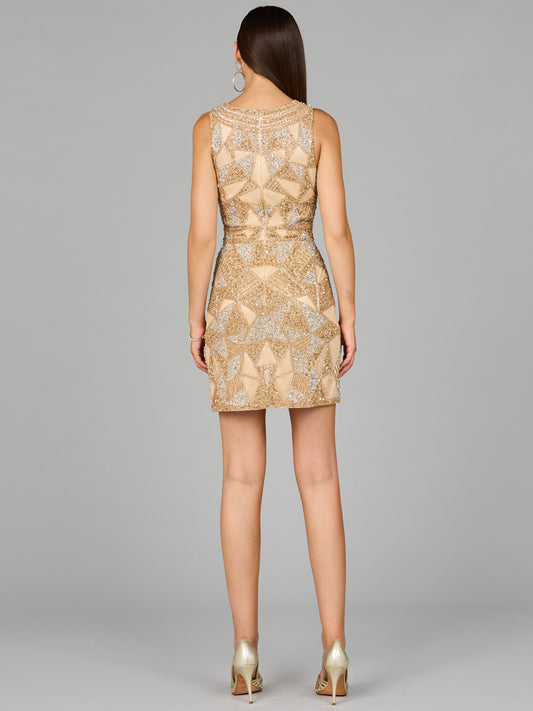 Beautiful V-Neck Beaded Mini Dress with Fringe Details Sizes 0-16 - Free Shipping