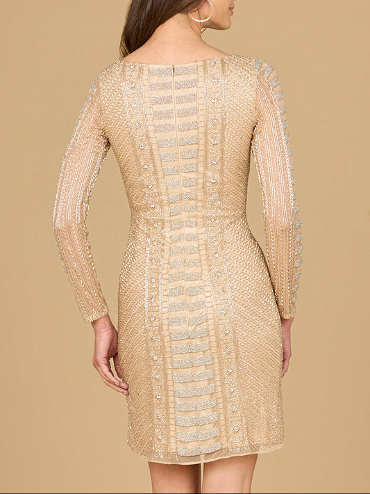 Elegant Long Sleeve High Neck Cocktail Dress - Free Shipping