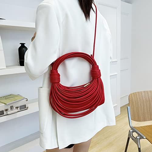 Chic Woven Hobo Handbag - Versatile Knotted Satchel for Evening and Casual Wear