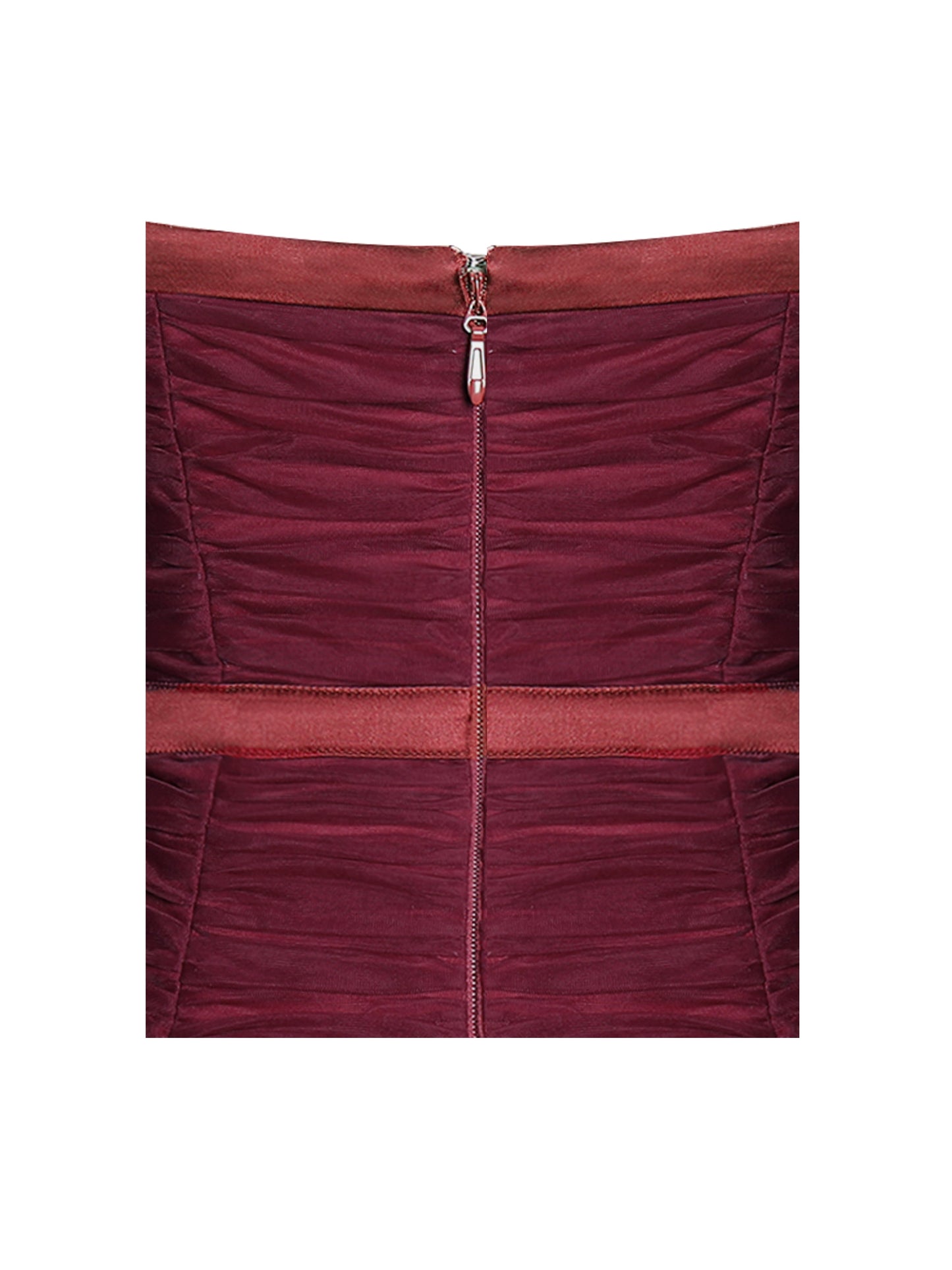 Miss Circle Mabel Burgundy Drop Waist Layered Mesh Midi Puffy Dress with Bow - Free Shipping