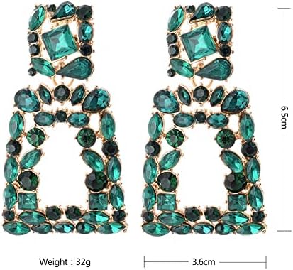 Elegant Rhinestone Rectangle Earrings - Vintage Geometric Sparkle for Every Occasion