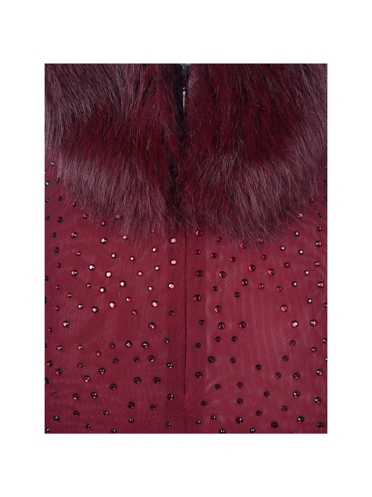 Miss Circle Mellie Burgundy Regular-Length Rhinestone Mesh Low Back Mermaid Gown - Free Shipping