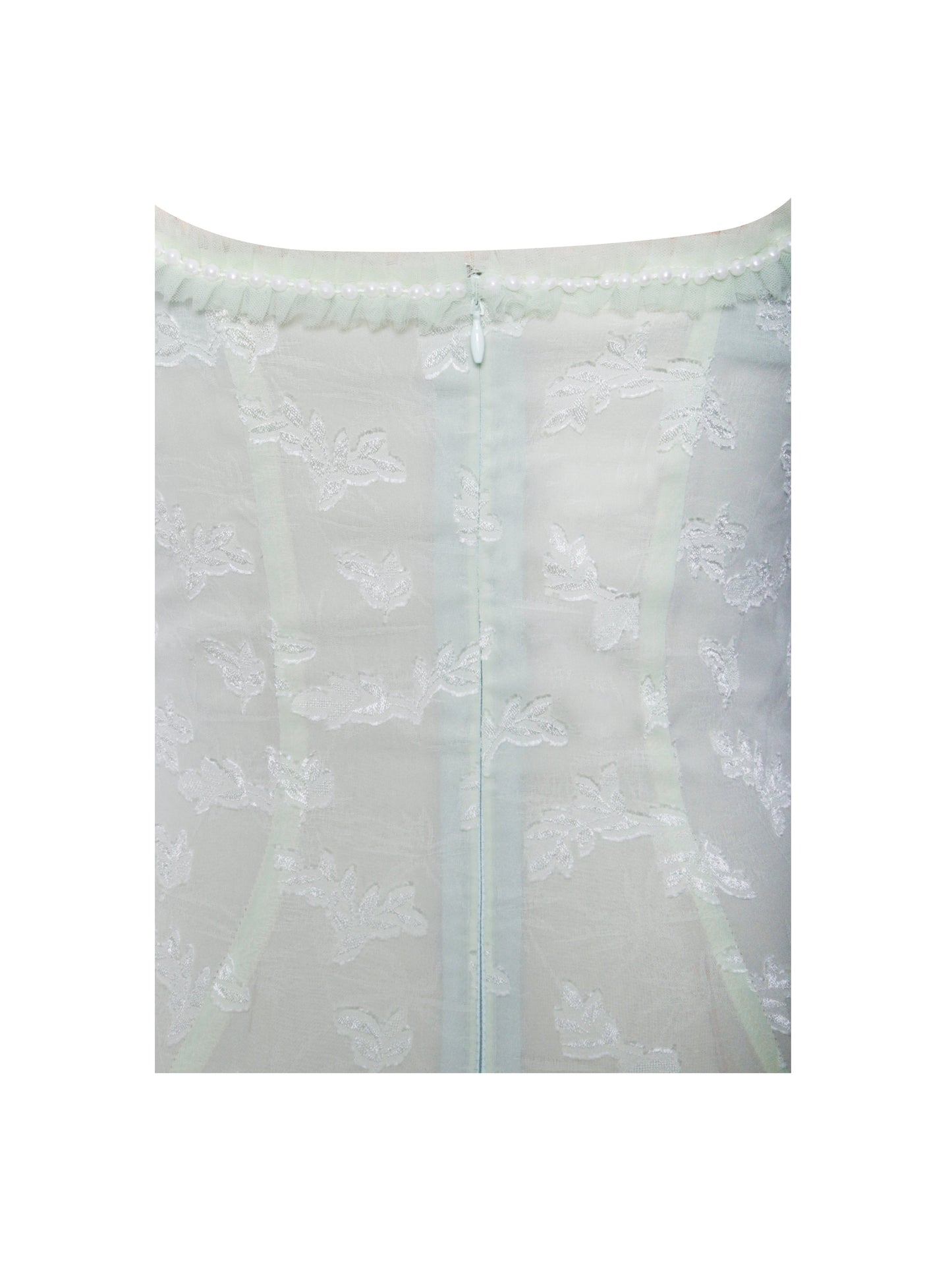 Miss Circle Ulissa Light Green Square Neck Jacquard Textured High Slit Maxi Dress - Free Shipping