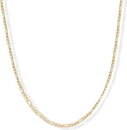 Elegant Figaro Chain Necklace 14K GP - Free Shipping