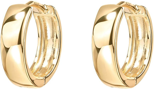 Elegant Classic Huggie 14K GP Hoop Earrings-Free Shipping