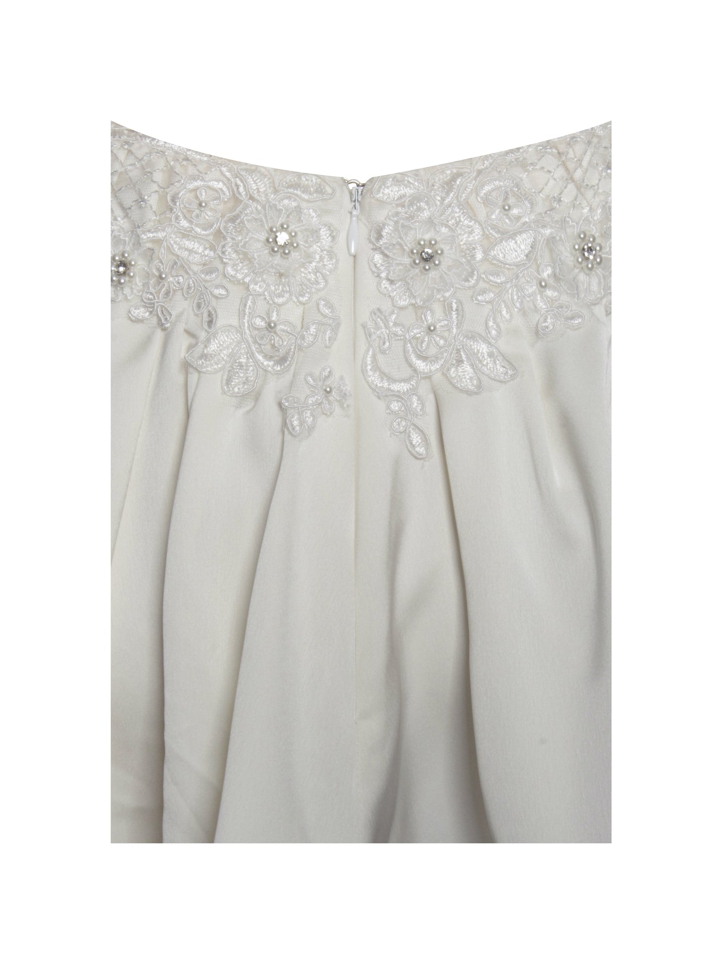 Miss Circle Idalia Pearl White Beaded Lace Trim Backless Halter Mini Dress - Free Shipping