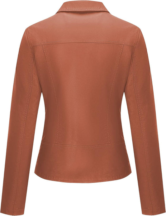 Stylish Faux Leather Fashionable Zipper Biker Outerwear Jacket-Free Shipping