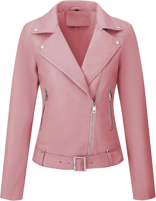 Trendy Faux Leather Fashionable Zipper Biker Outerwear Jacket-Free Shipping