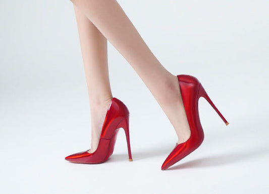 Red Sole Pointed Toe Slip-On Stiletto High Heels - Free Shipping
