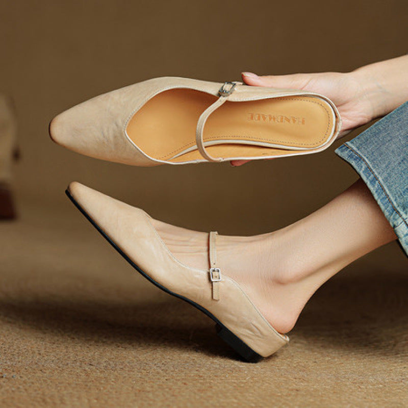 Retro Leather Cowhide Slingback Platform Sandals - Free Shipping