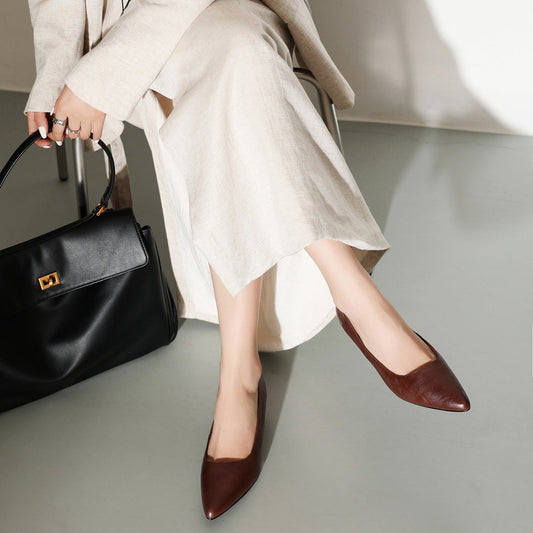 Pointed-Toe Cowhide Kitten Heels - Free Shipping