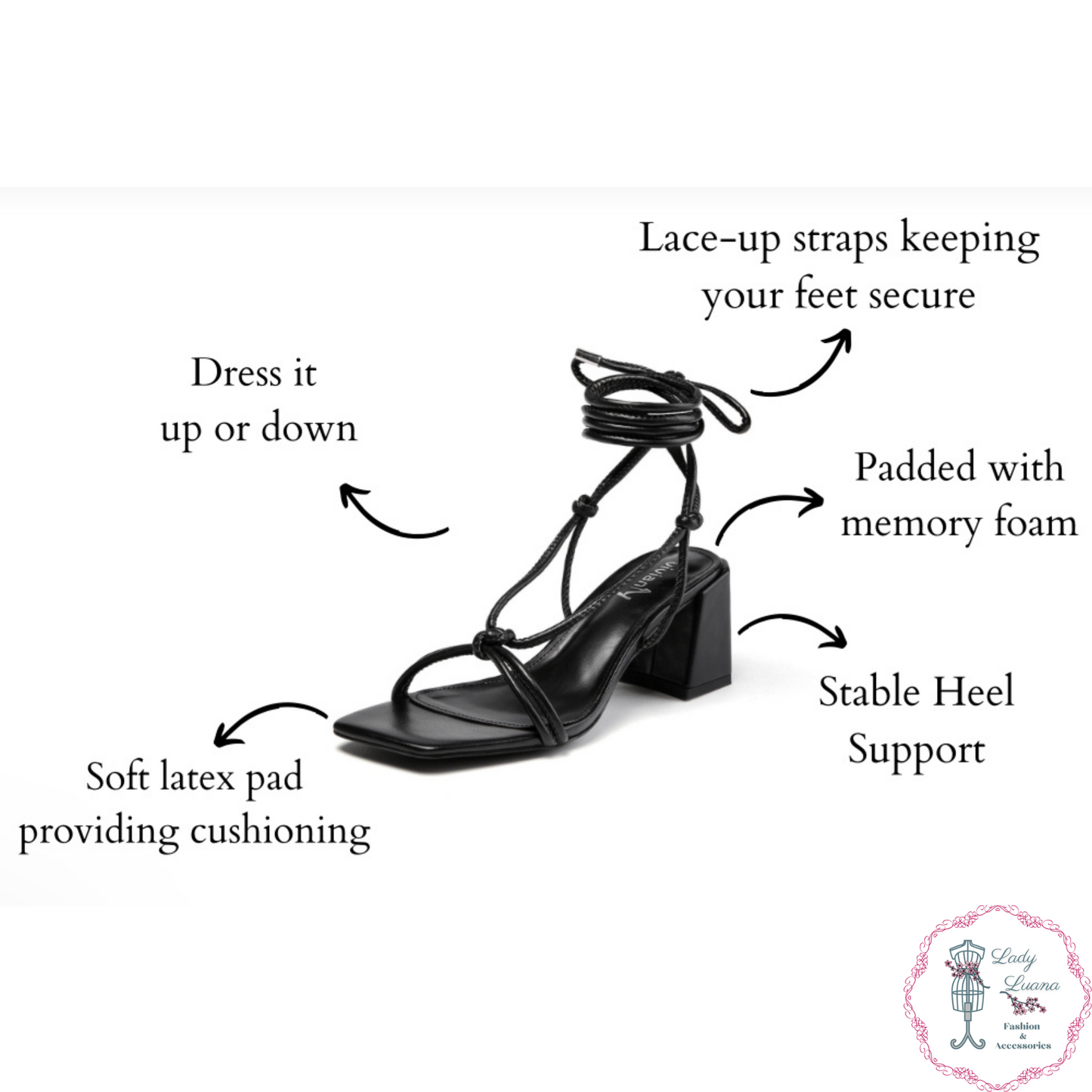 Lace-Up Chunky Heel Sandals: Stylish Strappy Straps for Chic Ankle Wrap Heels