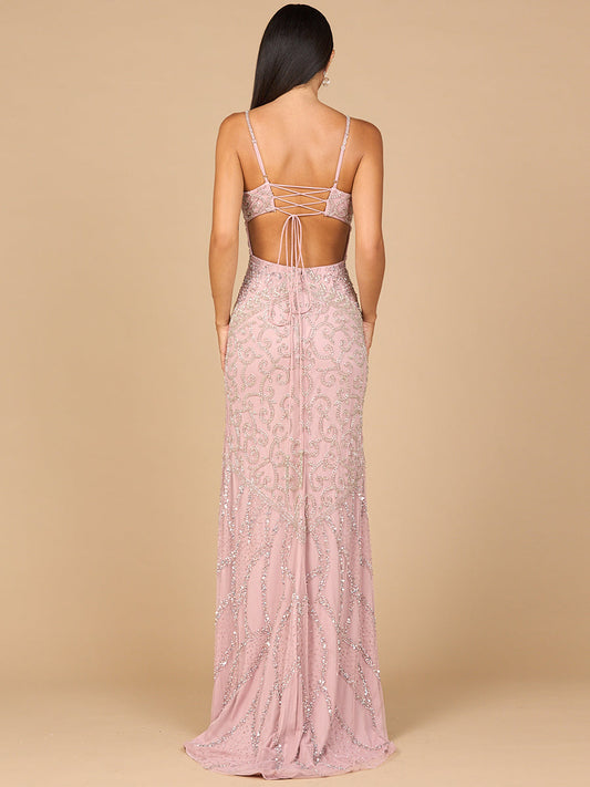 Sleek Embellished Gown with Slit And Low Back - Free Shipping