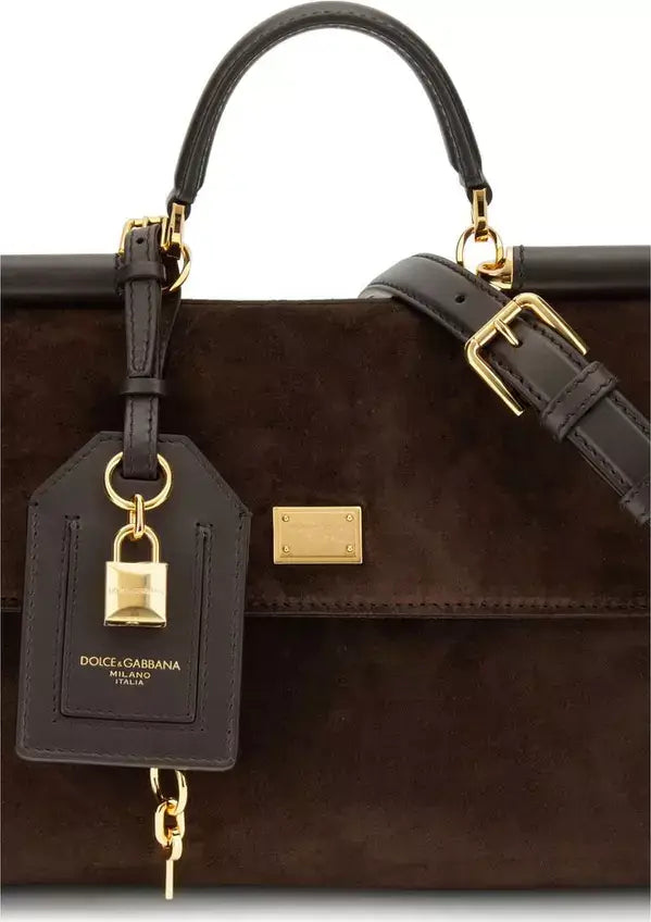 Dolce & Gabana Brown Suede My Sicily Handbag - Free Shipping