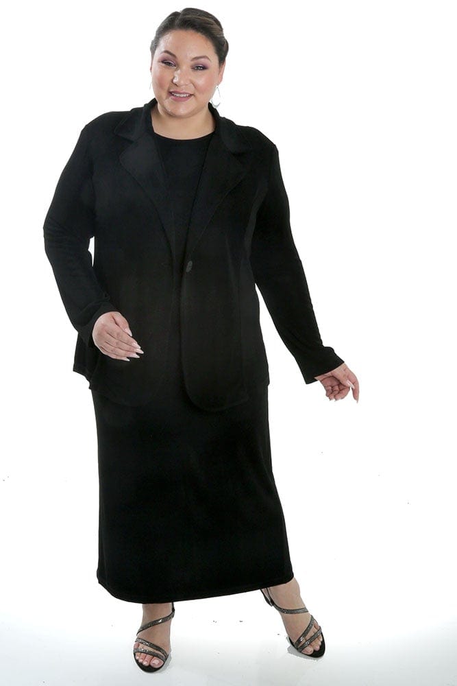 Elegant Plus Size Black One-Button Long Sleeve Blazer- Free Shipping