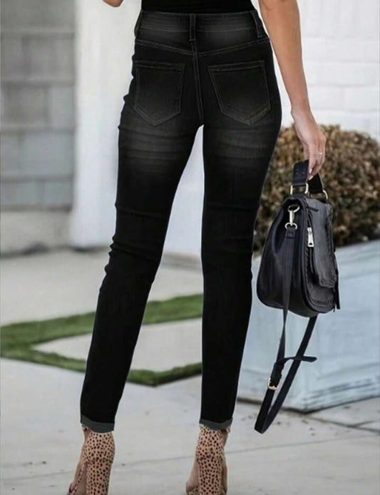 Chic High-Waisted Button-Fly Slim Fit Skinny Jeans Pants – Free Shipping