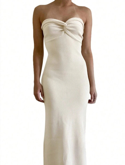 Chic Ruched Bust Strapless Bodycon Maxi Dress - Free Shipping