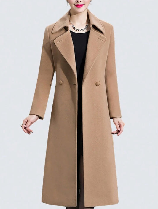 Classic Stylish Double Breasted Pocket Belted Lapel Collar Trench Coat- Free Shipping
