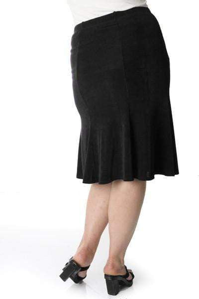 Chic Plus Size Black Knee-Length Flared Skirt - Free Shipping
