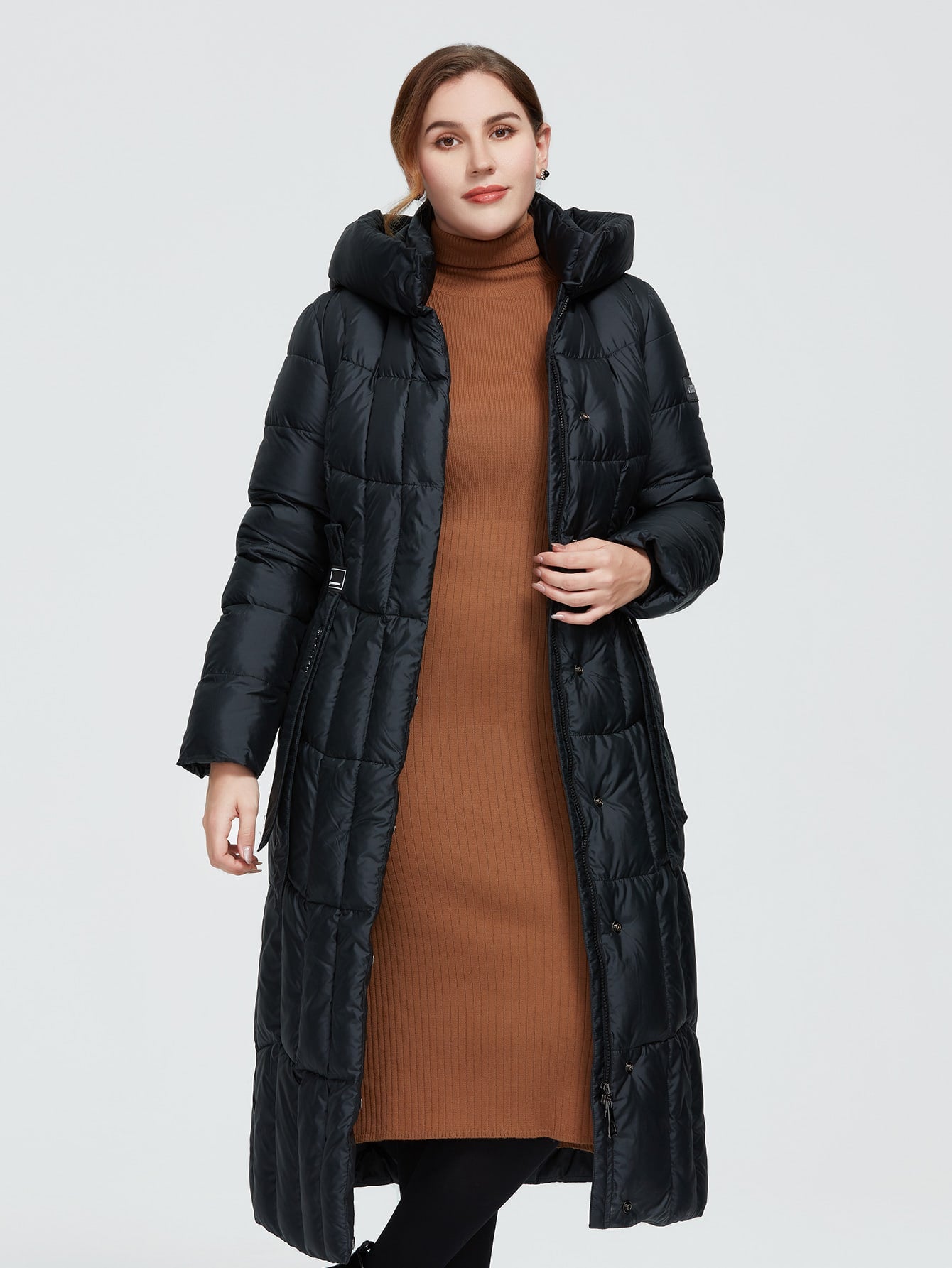 Plus Zip-Up Pocket Side Hooded Puffer Coat: Embrace Superior Style and Winter Warmth