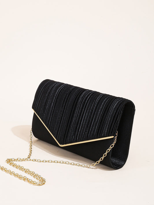 Sparkling Elegance: Glitter Bling Shiny Pleated Evening Bag - Perfect Clutch for any Occasion.