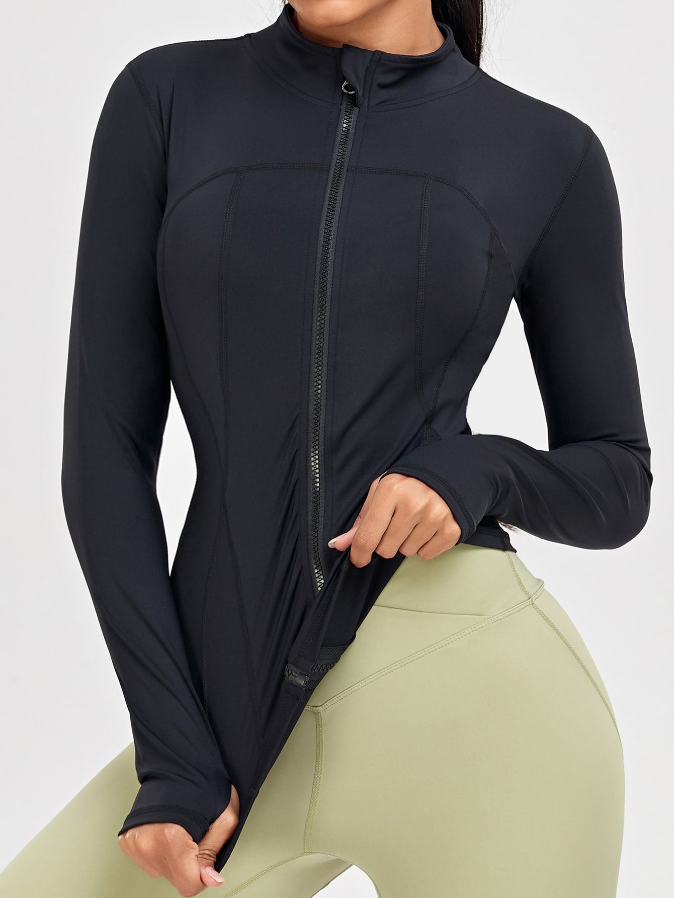 Stay Stylish and Comfortable: Women's Slim Fit Sports Jacket with Thumb Holes