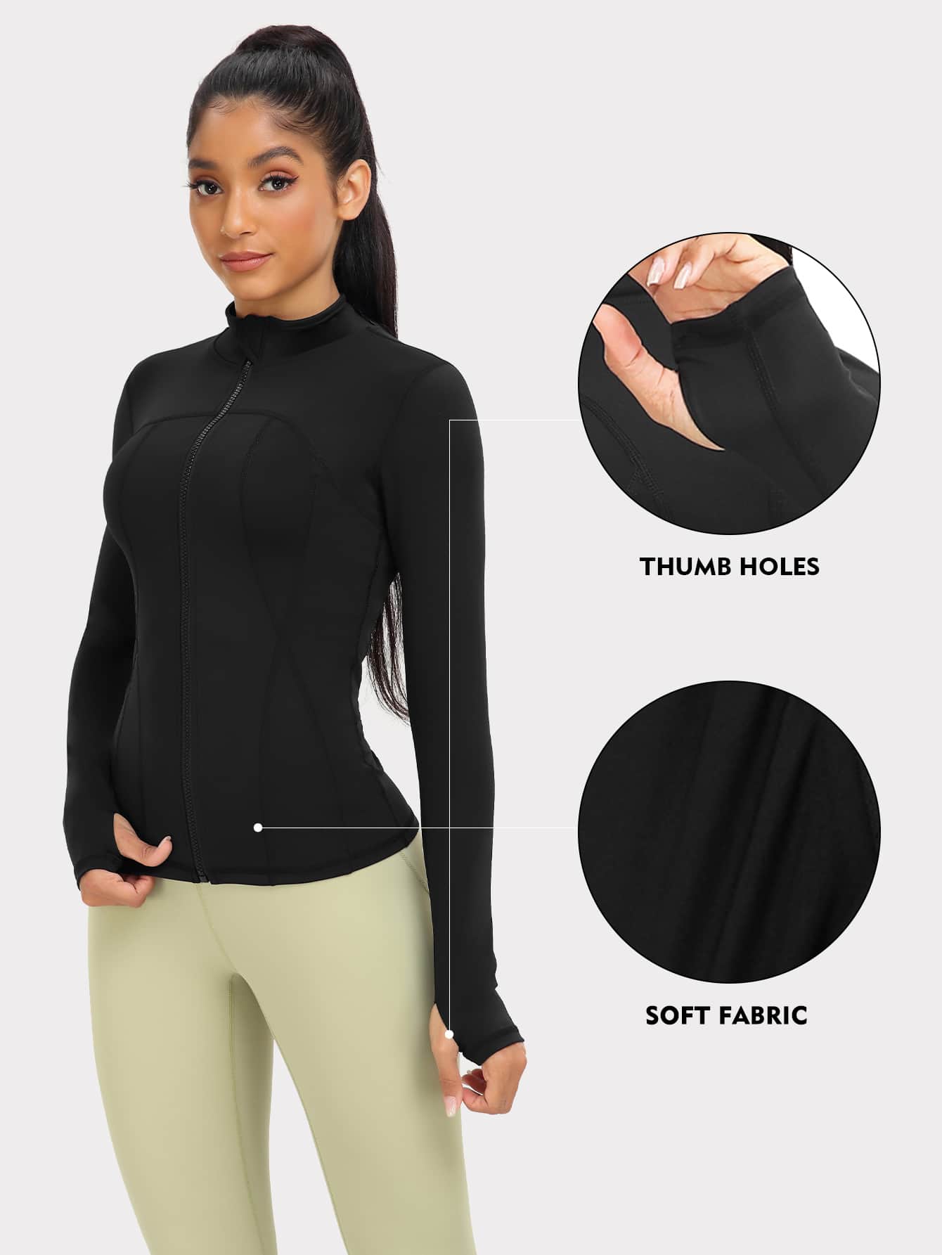 Stay Stylish and Comfortable: Women's Slim Fit Sports Jacket with Thumb Holes