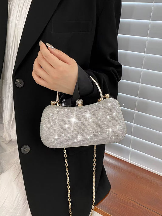 Sparkling Glamour: Mini Rhinestone Velvet Box Bag Perfect Style & Elegance