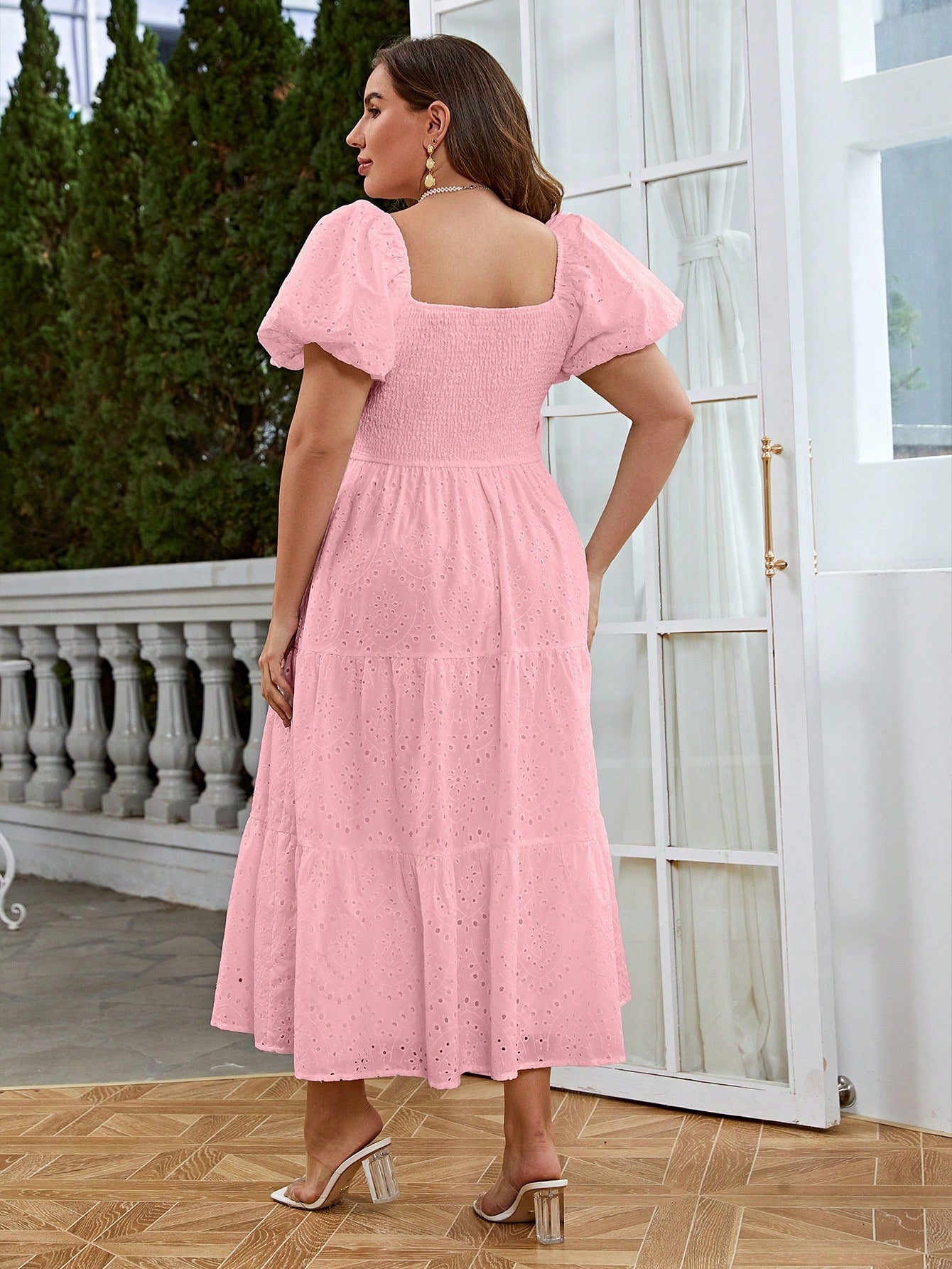 Square Neck Puff Sleeve Ruffle Hem Plus Size Dress - A Perfect Blend of Elegance and Romanticism
