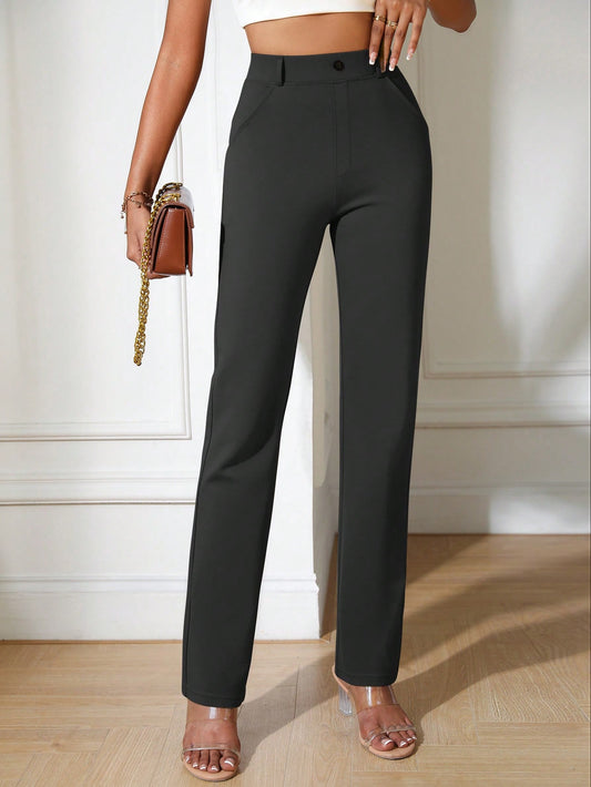 Flare Leg Perfection: Solid Slant Pocket Pants for Style and Comfort