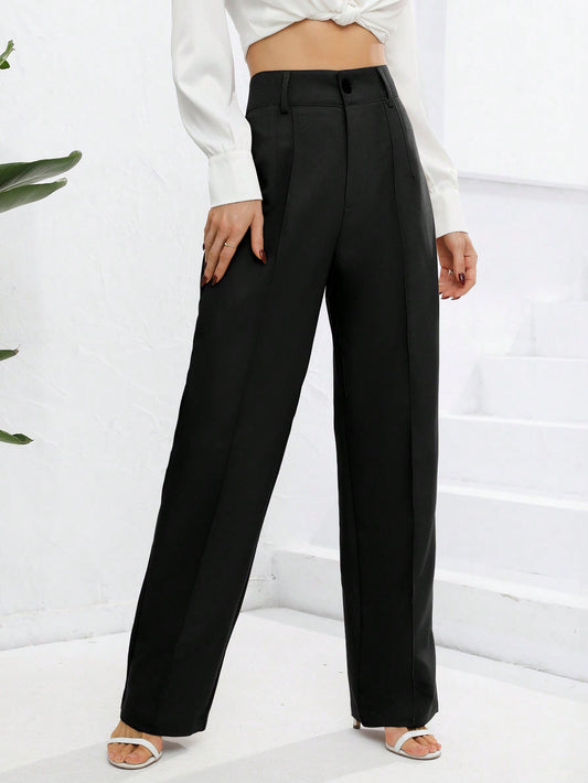 Chic and Versatile: Solid Fold Detail Pants for Every Occasion