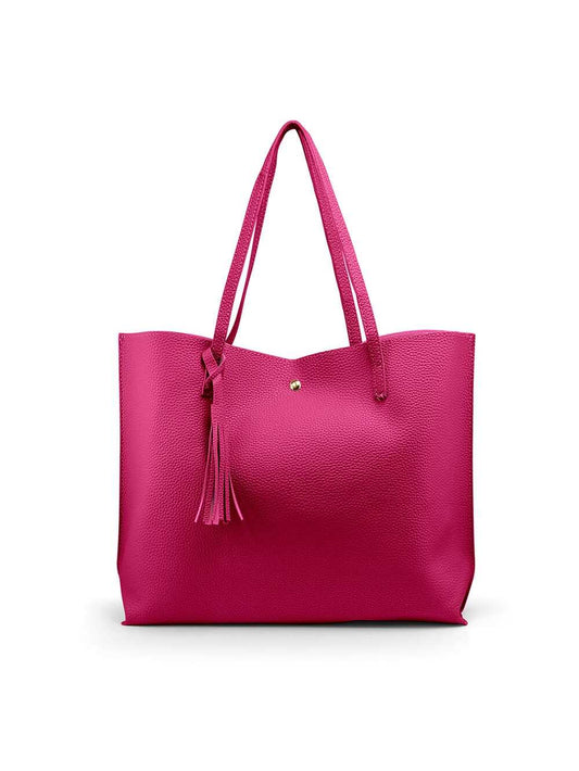 Women Tote Bag - Tassels Faux Leather Shoulder Handbags, Fashion Ladies Purses Satchel Messenger Bags