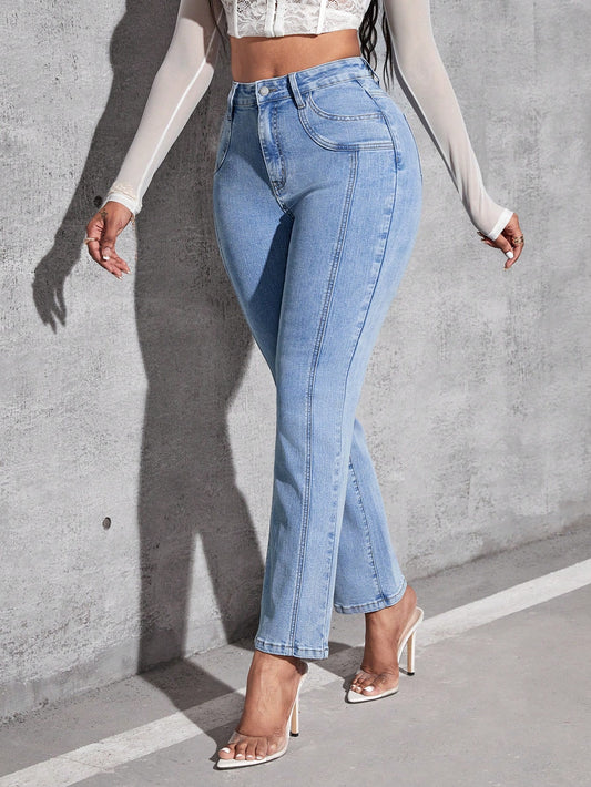 Women’s Sexy Slant Pocket Flare Leg Jeans