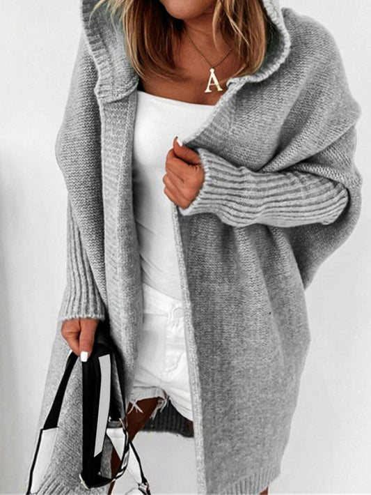 Cozy Comfort: Batwing Sleeve Hooded Cardigan - Your Perfect Stylish Layering Essential