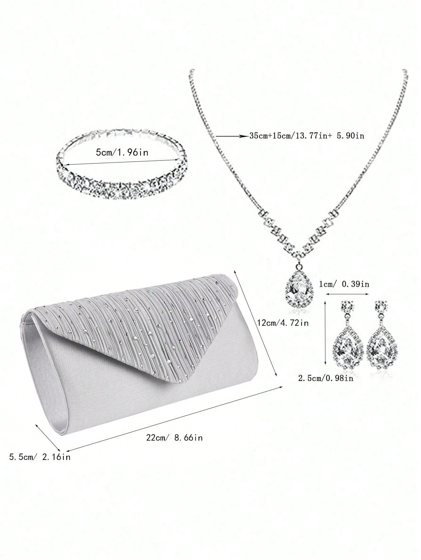 Elegant Rhinestone Clutch and Jewelry Set: Perfect Accessory for Women for Brides, Weddings, or any Special Occasions - Luxurious Gift