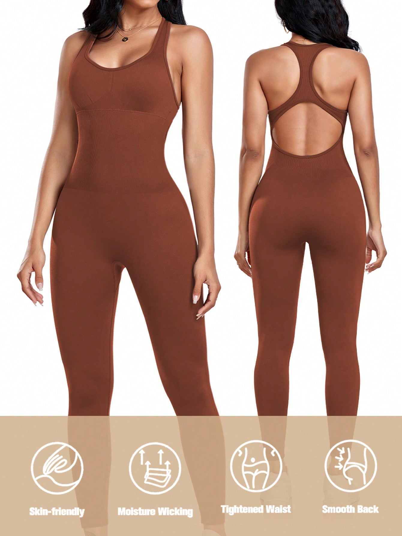 Flawless Flexibility: Seamless Hollow-Out Back Yoga Jumpsuit for Optimal Performance