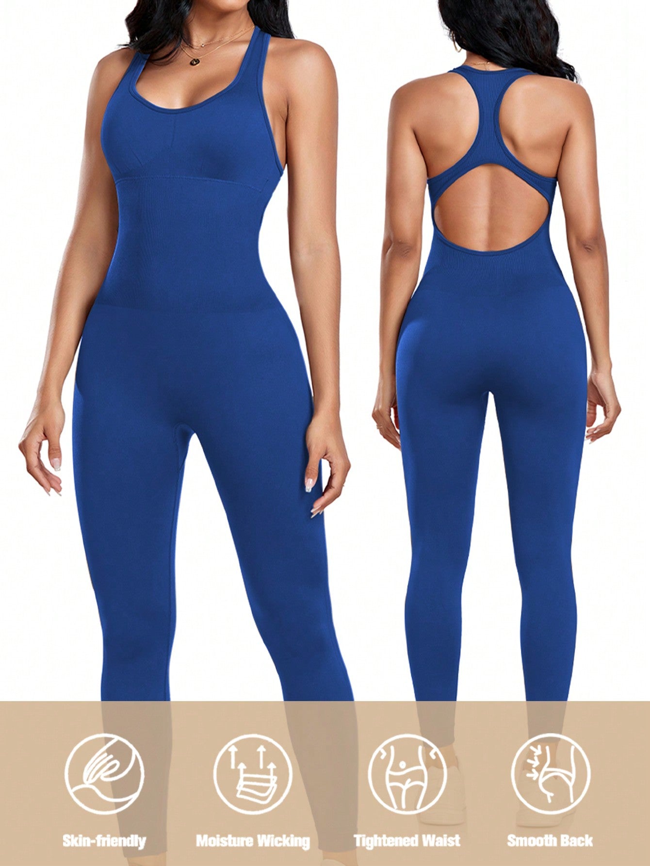 Flawless Flexibility: Seamless Hollow-Out Back Yoga Jumpsuit for Optimal Performance