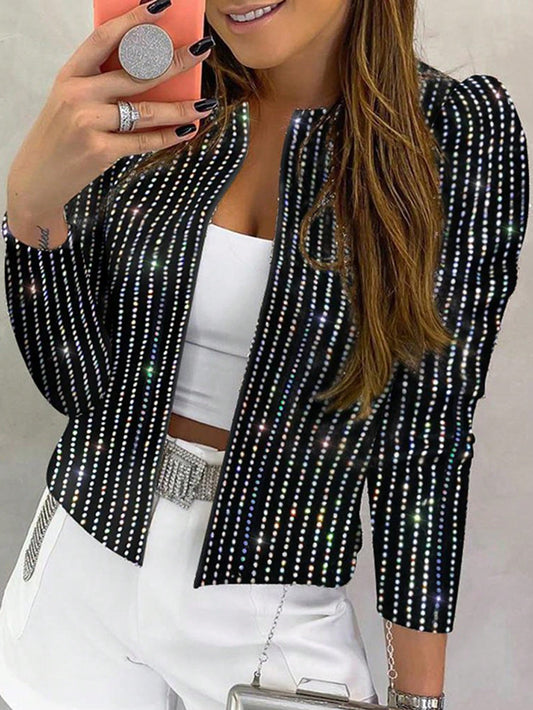 Sparkle & Shine: Gigot Sleeve Open Front Sequin Jacket