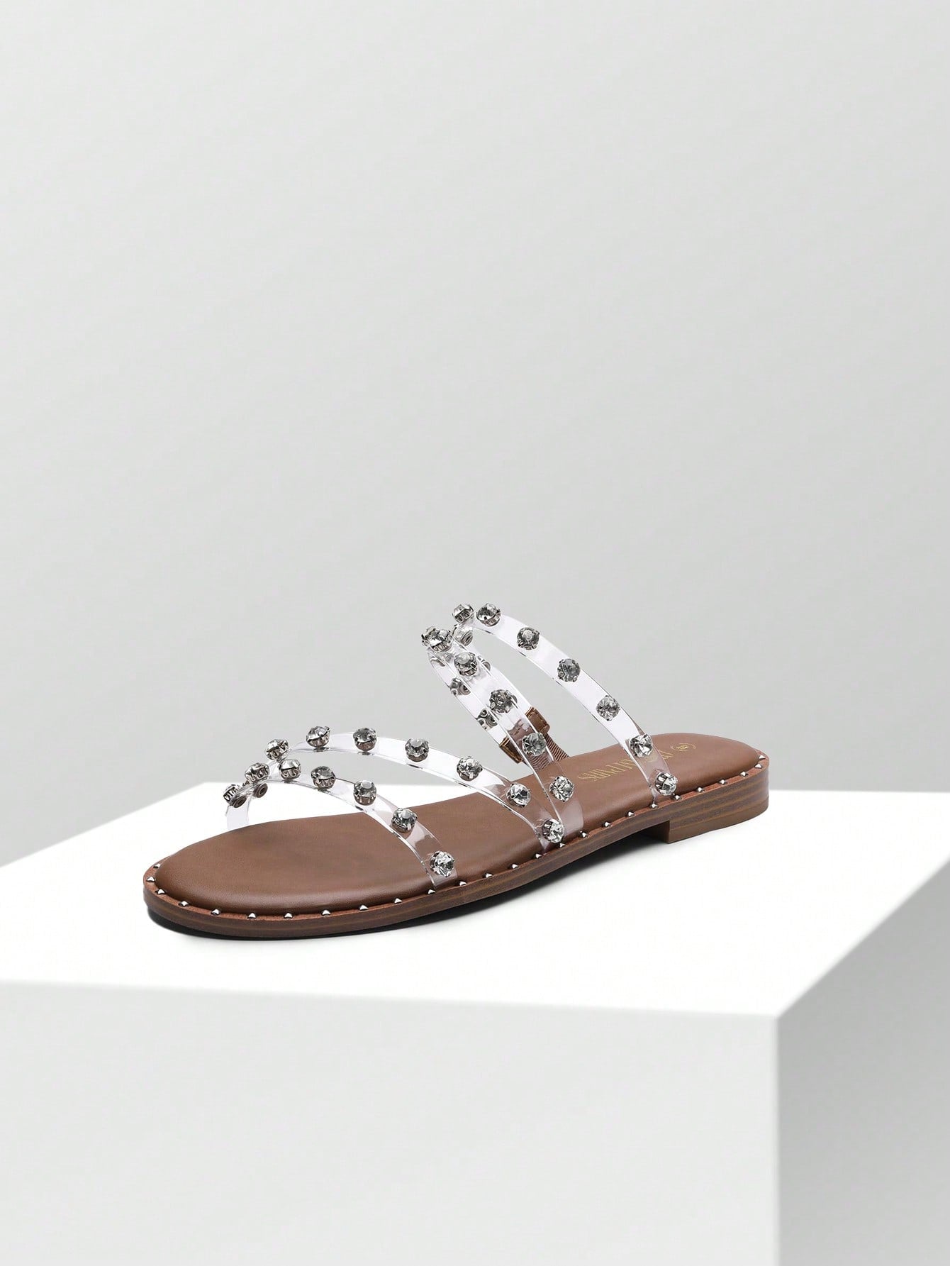 Chic Strap Studded Rhinestone Slide Sandals