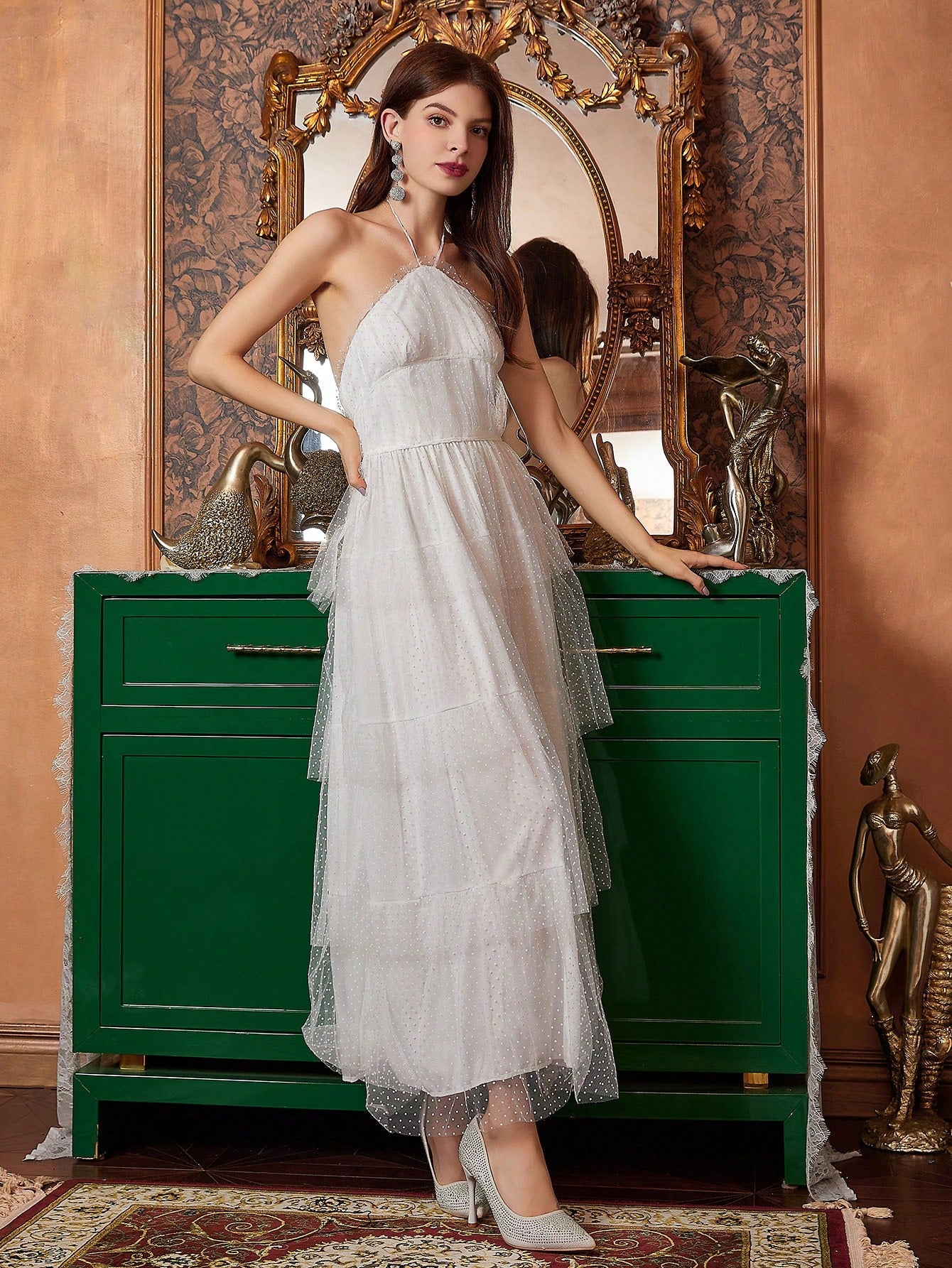 White Halter Neck Dress-- A Stunning Choice for Cocktail or Wedding Events