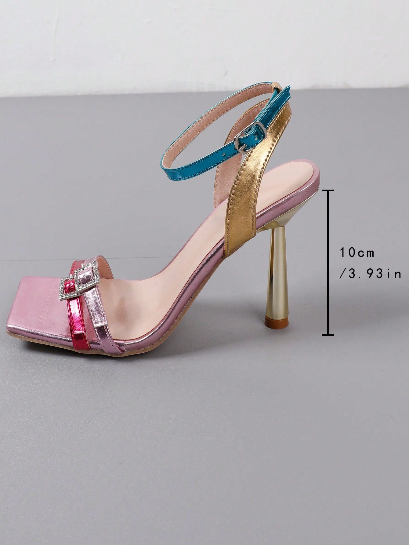 Fashionably Chic Rhinestone Buckle Design Ankle Strap Open Toe Ankle Strap Sandals